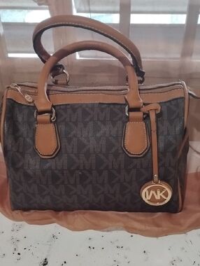 WK Brown and Black WK Logo Satchel